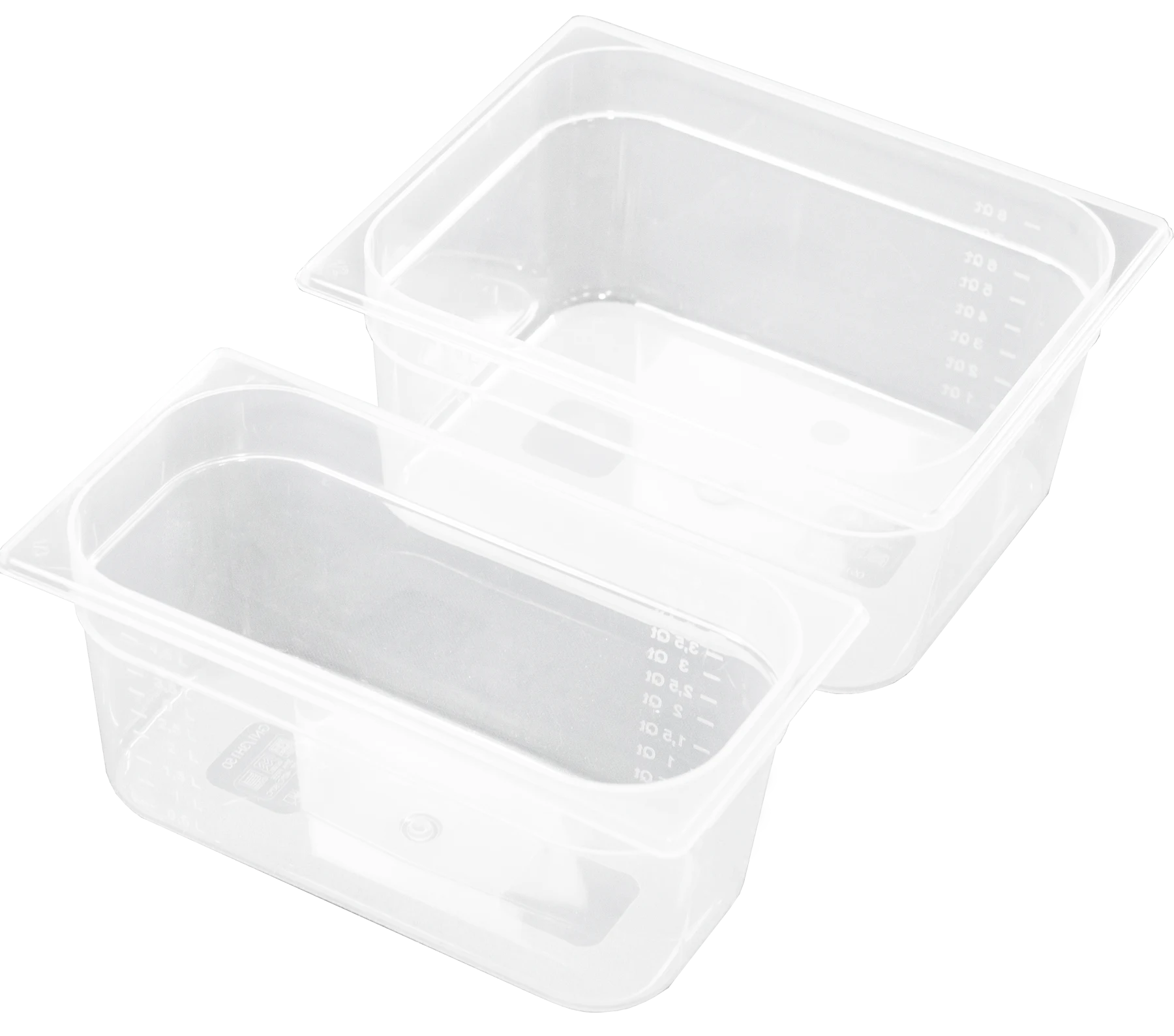 Les deux bacs en polypropylène transparent