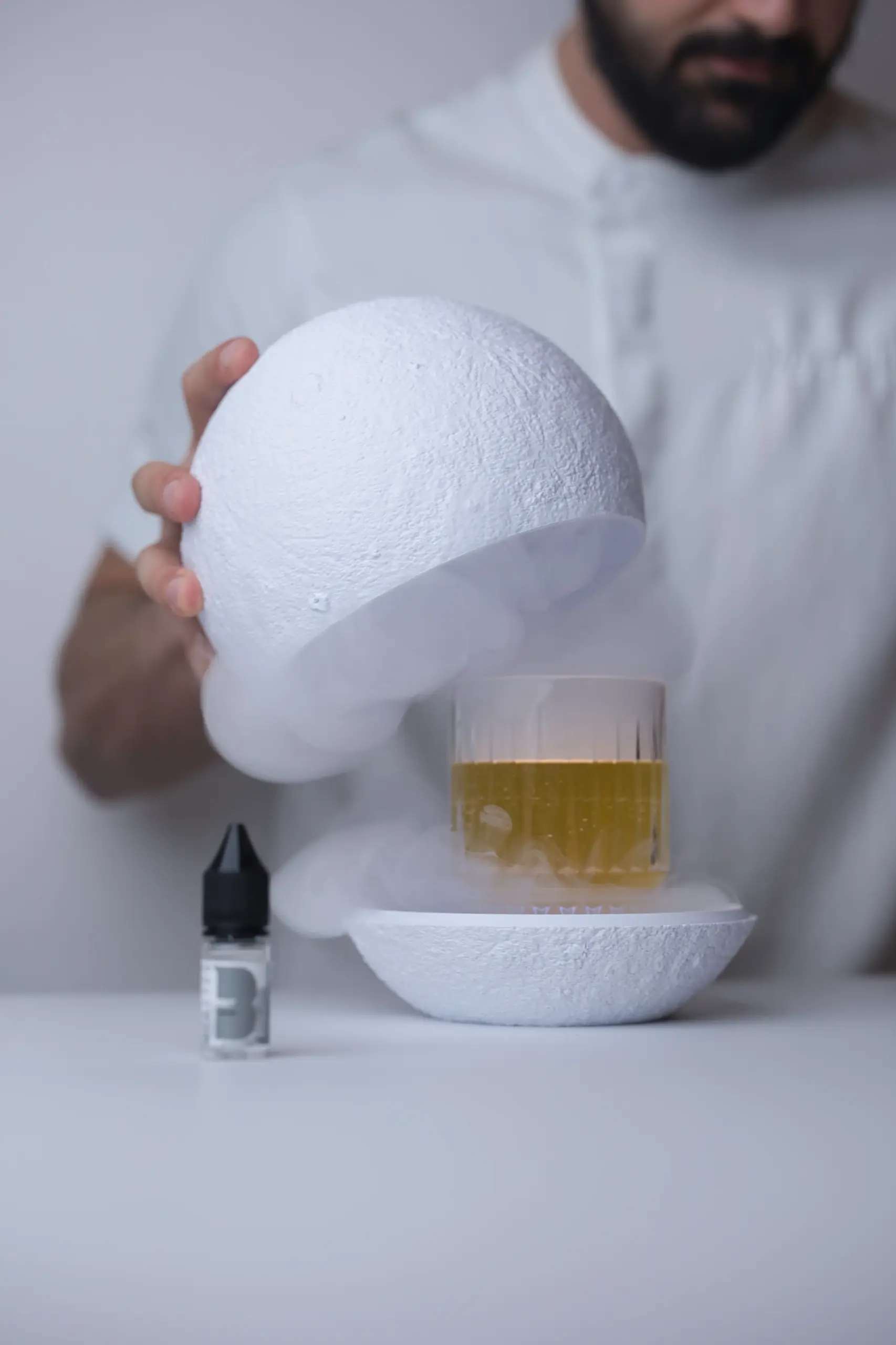 Cocktail avec bulle, présentation scénique