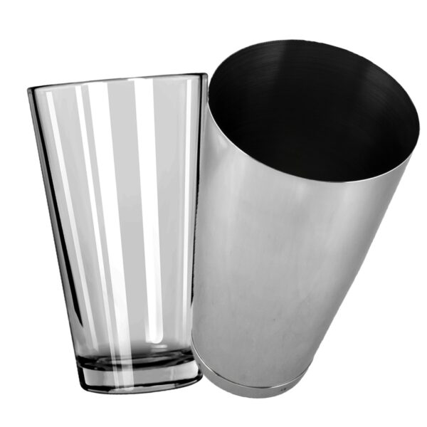 Verre à mélange et shaker Boston inox poli, les deux pièces