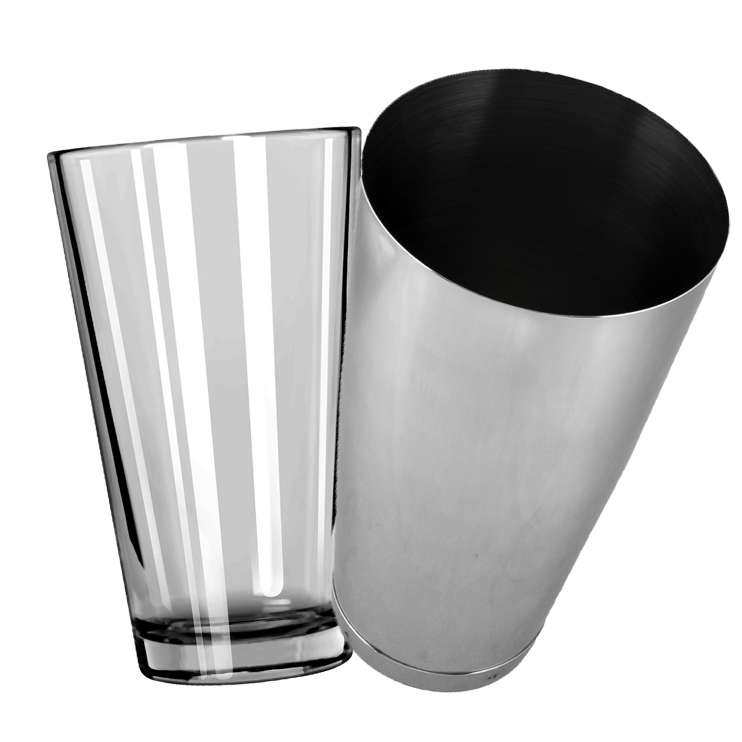 Verre à mélange et shaker Boston inox poli, les deux pièces