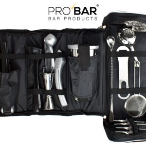 Sac barman en similicuir avec kit barman de 17 pièces