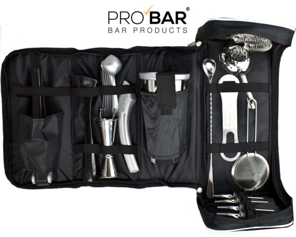 Sac barman en similicuir avec kit barman de 17 pièces