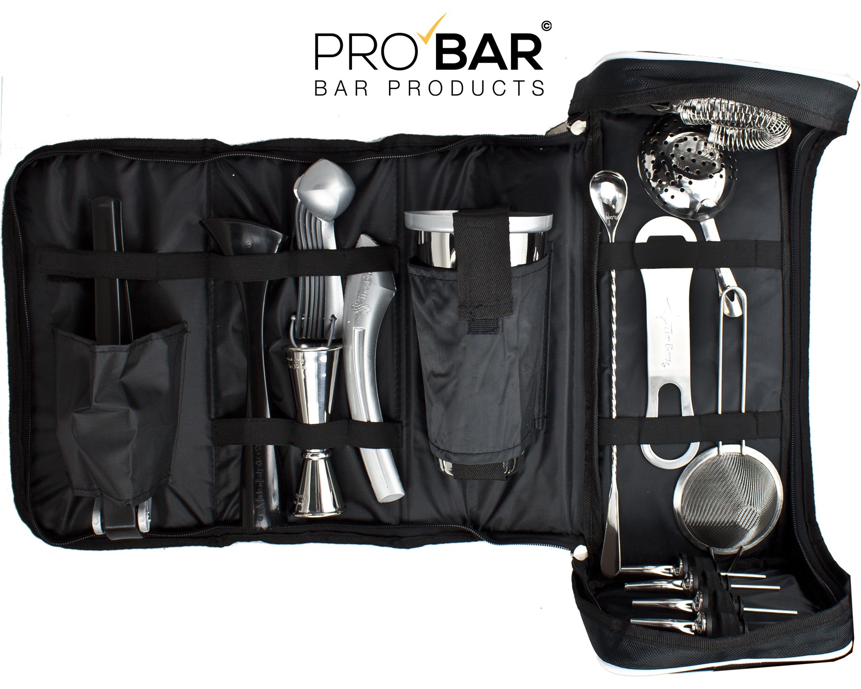 Sac barman en similicuir avec kit barman de 17 pièces