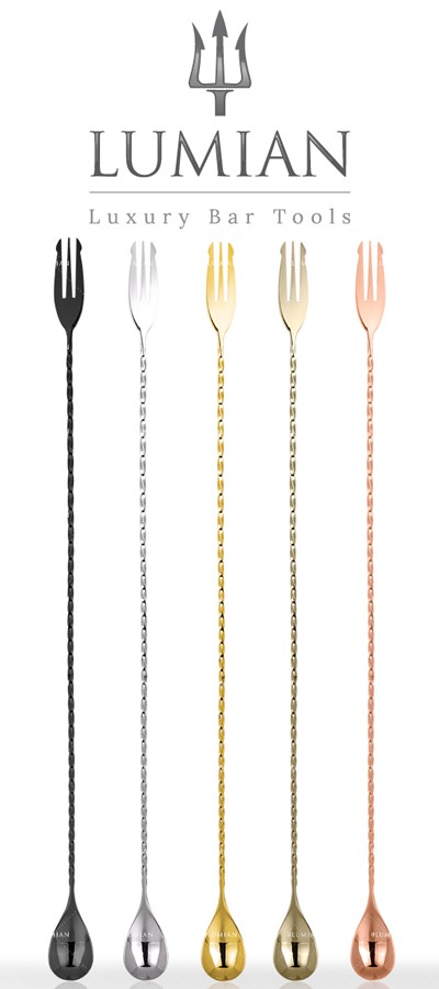 Cuillère à cocktail Lumian à trident 40 cm, inox 18/10