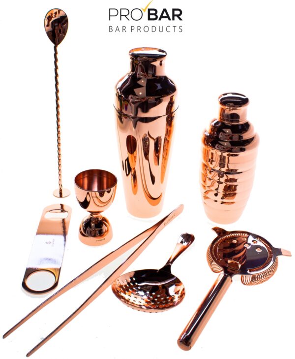 Kit barman Lumian cuivre, 8 pièces en inox plaqué