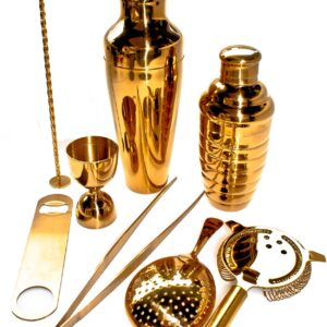 Kit barman Lumian or, 8 pièces en inox plaqué