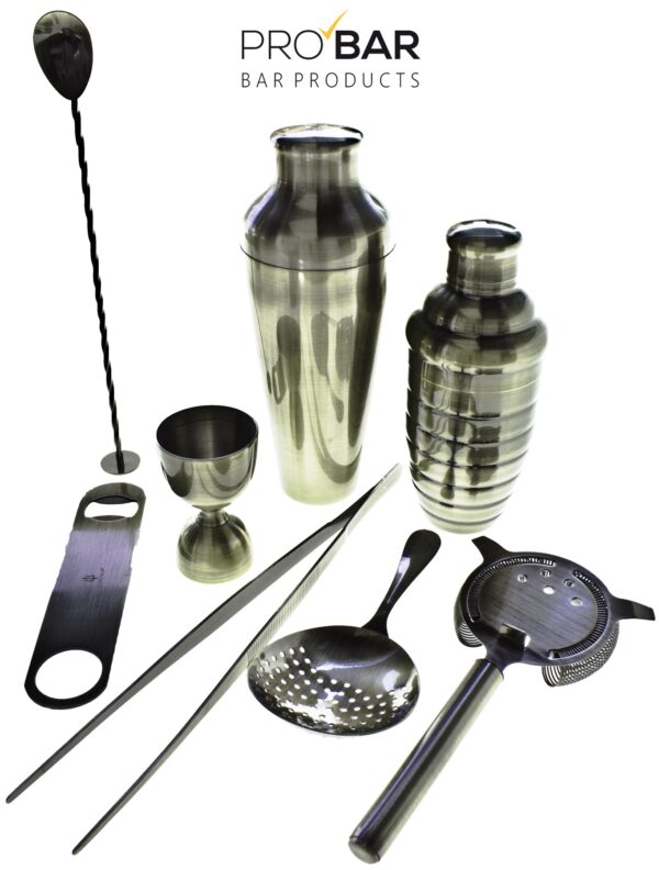Kit barman Lumian bronze, 8 pièces en inox plaqué