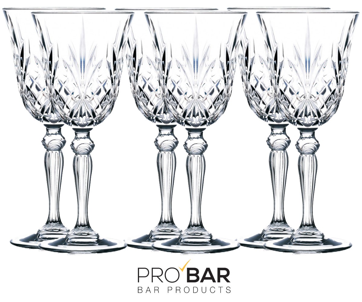 Verre à pied 27 cl Melodia taille diamant, lot de 6