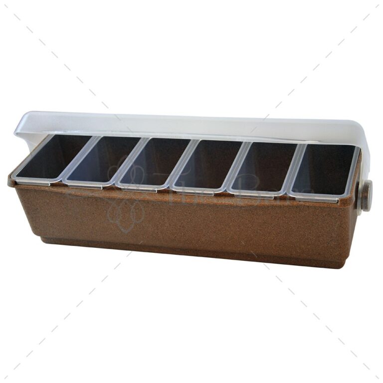 Boîte à condiments en éco-bois, 6 bacs, 49 cm