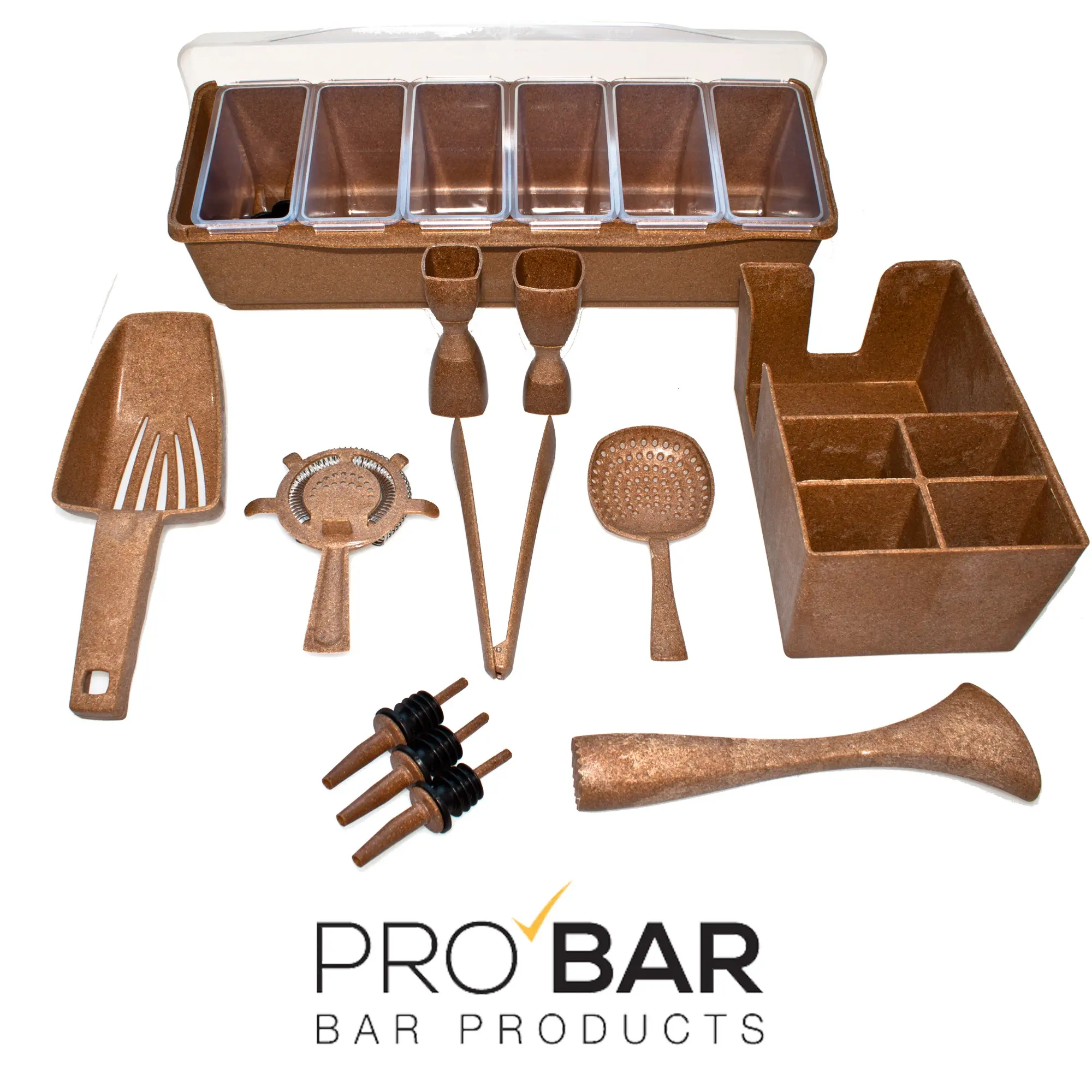 Boîte à condiments en éco-bois, 6 bacs, 49 cm – Image 2