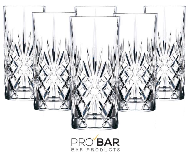 Verre tumbler haut Melodia 36 cl taillé diamant, lot de 6