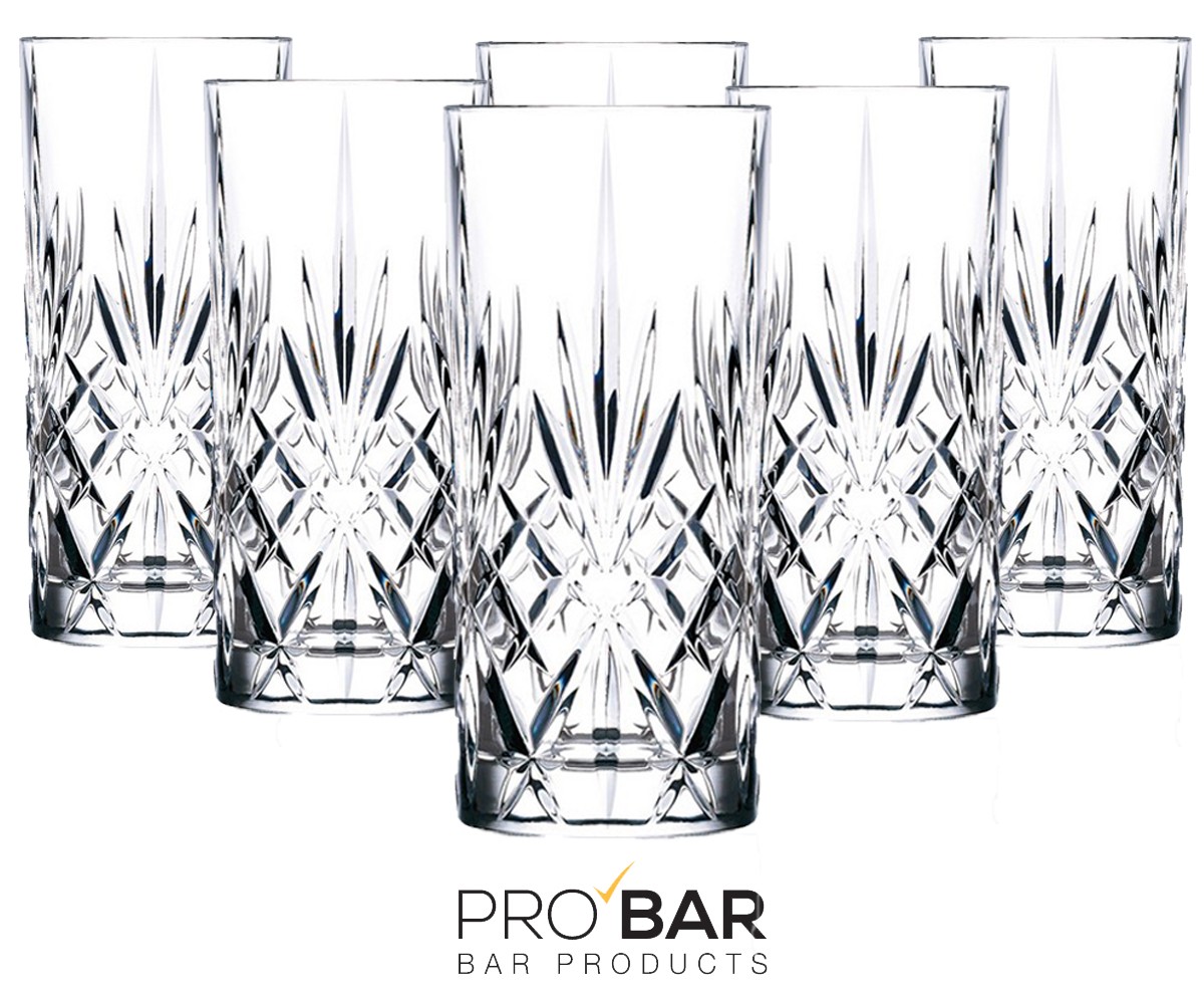 Verre tumbler haut Melodia 36 cl taillé diamant, lot de 6