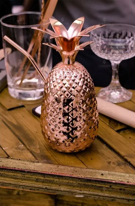 Verre ananas Lumian 50 cl en inox cuivré, avec paille – Image 4