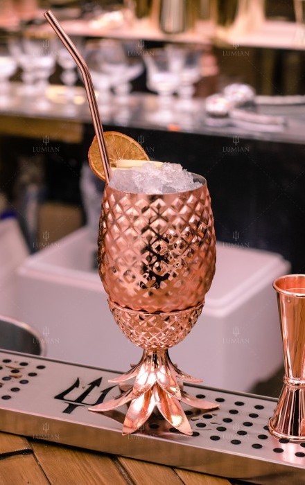 Verre ananas Lumian 50 cl en inox cuivré, avec paille – Image 5
