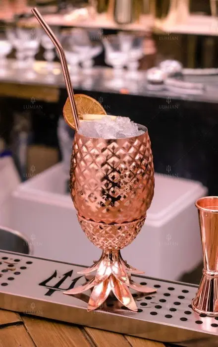 Verre ananas Lumian 50 cl en inox cuivré, avec paille – Image 5