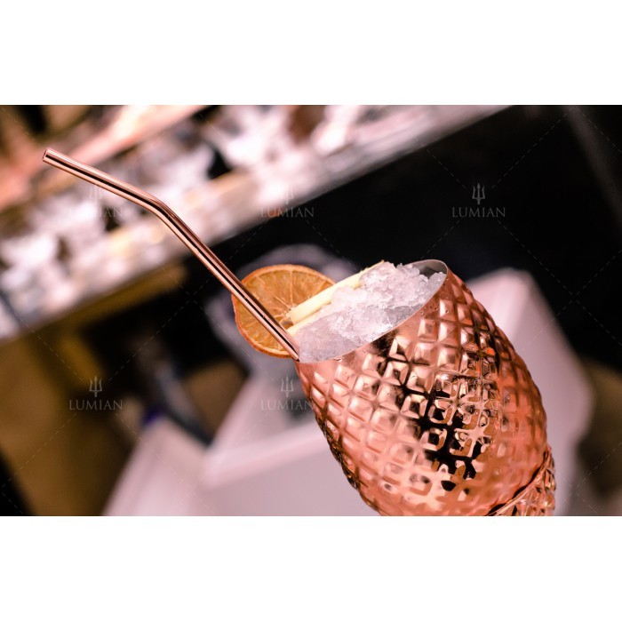 Verre ananas Lumian 50 cl en inox cuivré, avec paille – Image 6