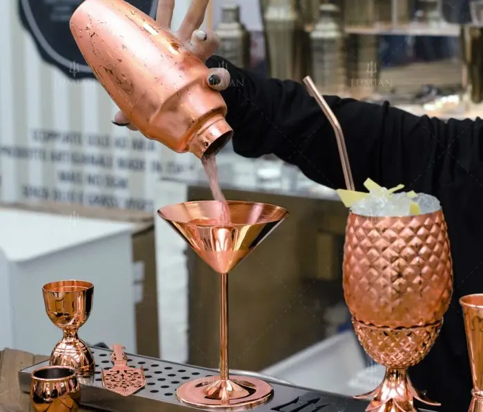 Verre ananas Lumian 50 cl en inox cuivré, avec paille – Image 7