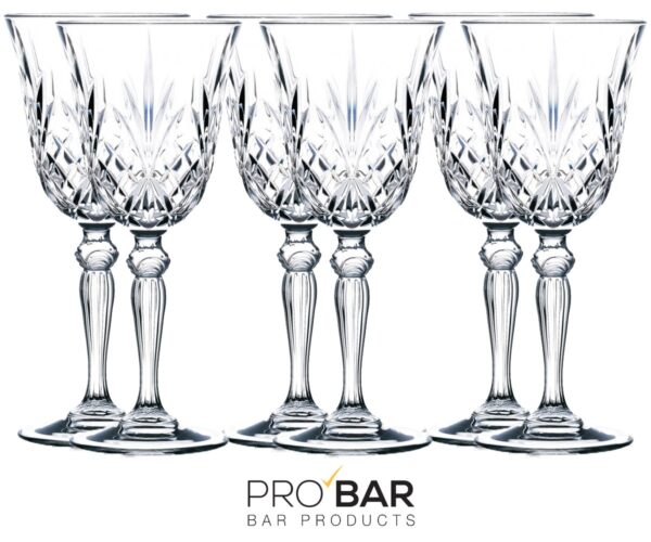 Verre à pied 21 cl Melodia taille diamant, lot de 6