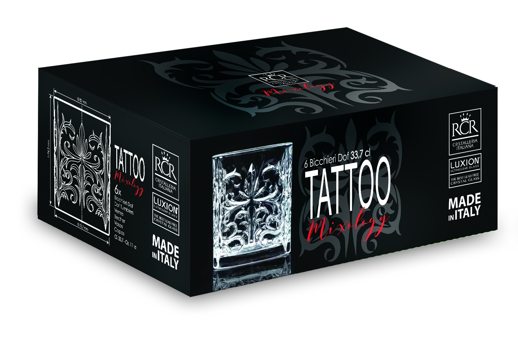 Verre old fashioned Tattoo 33 cl, lot de 6 – Image 6