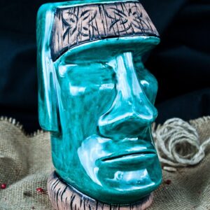Mug tiki Moai turquoise en céramique, 700 g