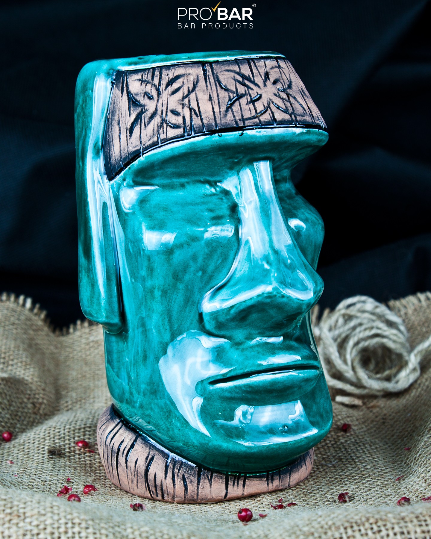 Mug tiki Moai turquoise en céramique, 700 g