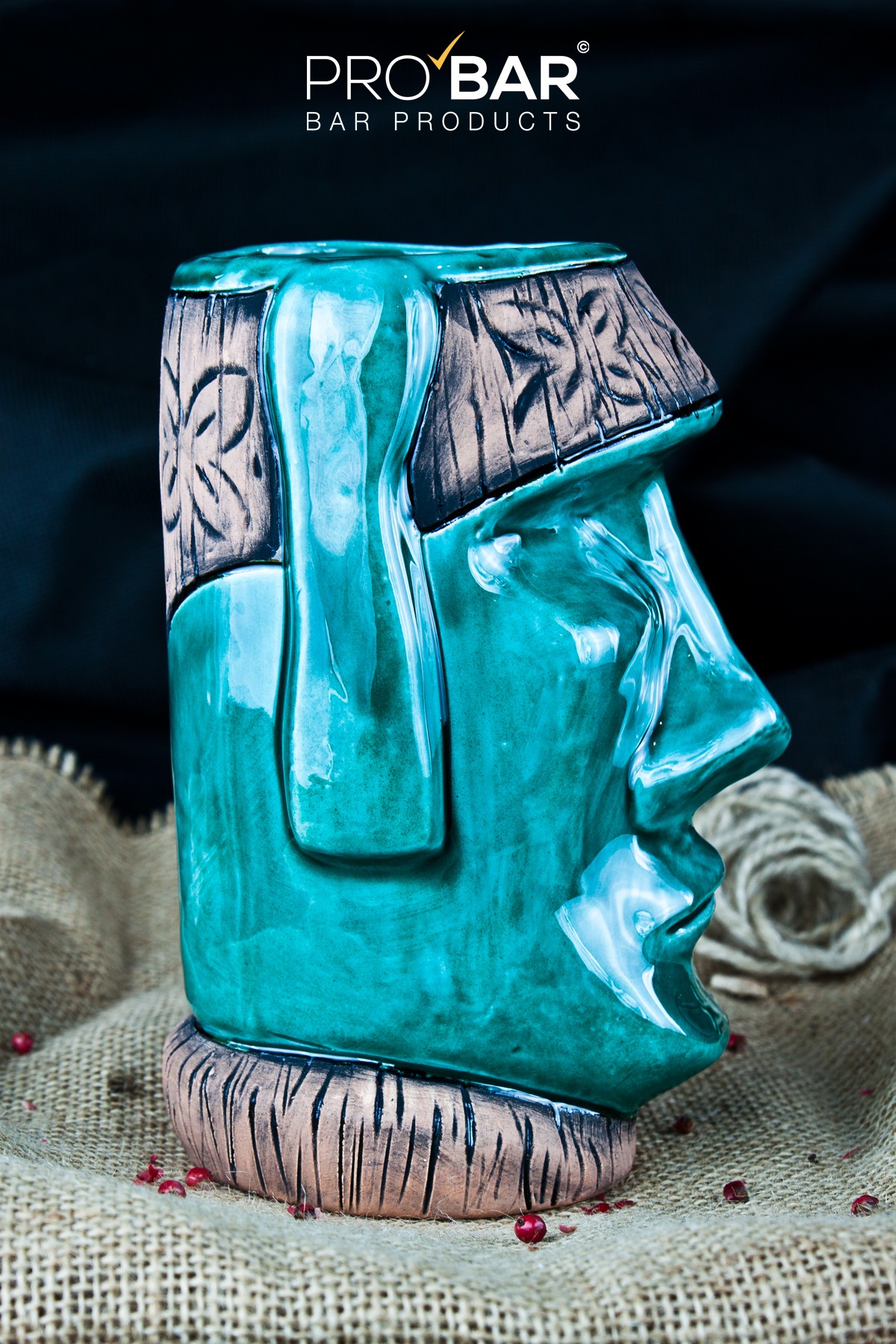 Mug tiki Moai turquoise en céramique, 700 g – Image 2