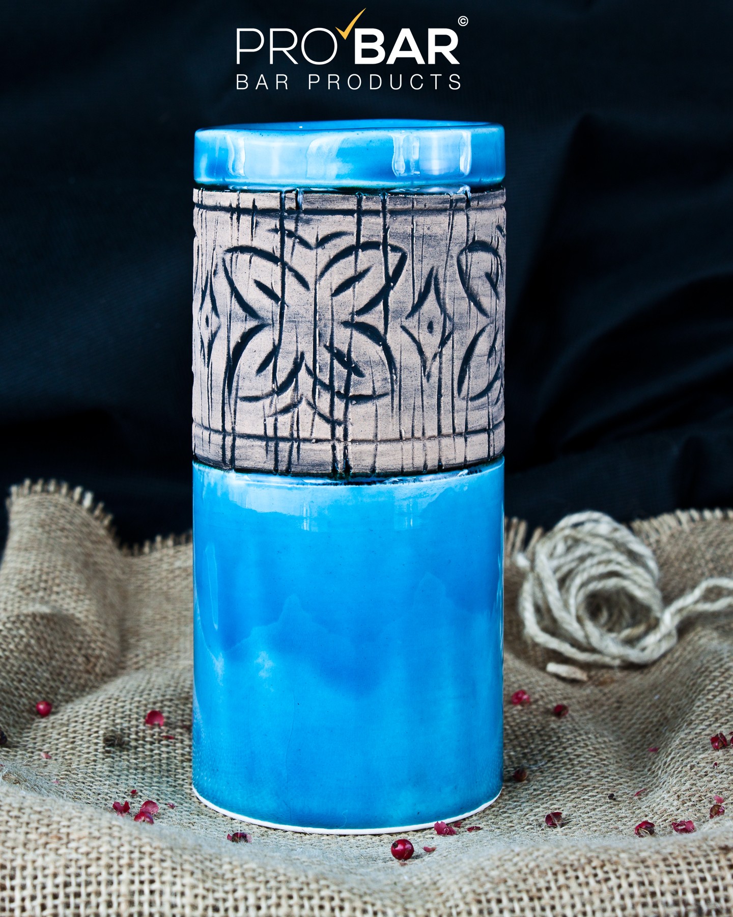 Tiki tumbler bleu 40 cl en céramique, 16 cm