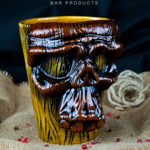 Mug tiki tête de mort 30 cl sur tronc gravé