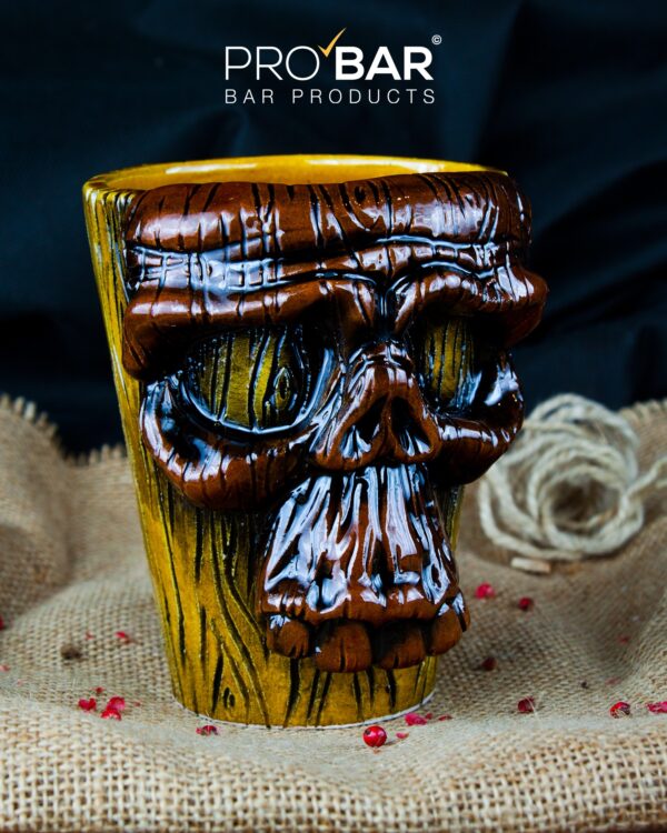 Mug tiki tête de mort 30 cl sur tronc gravé