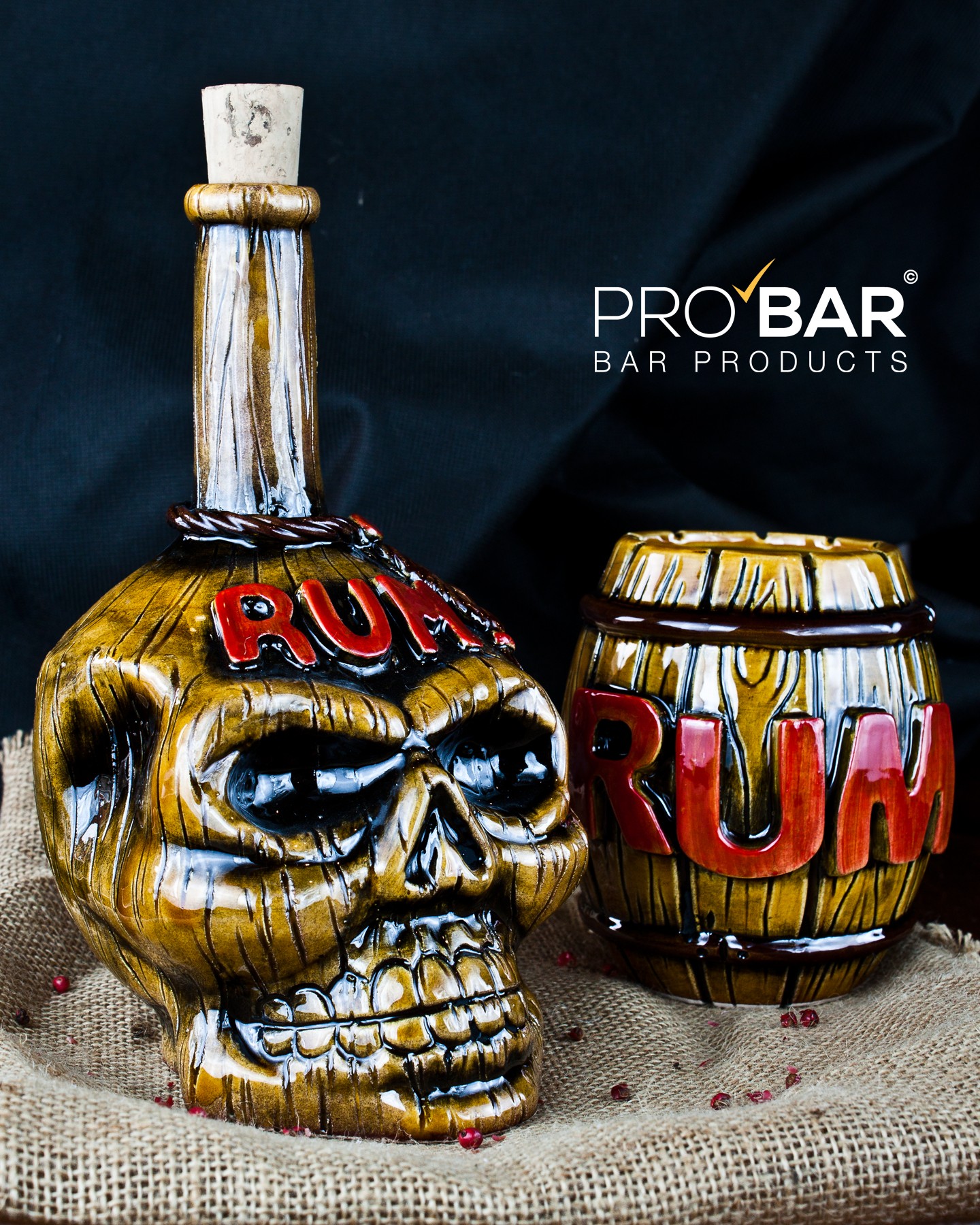 Set tiki rhum, bouteille 70 cl et mug 45 cl