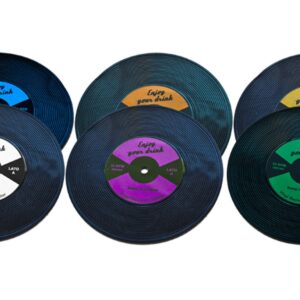 Sous-verre disque vinyle 10 cm, 6 couleurs