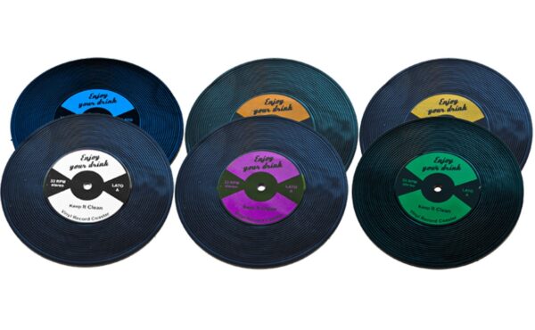 Sous-verre disque vinyle 10 cm, 6 couleurs