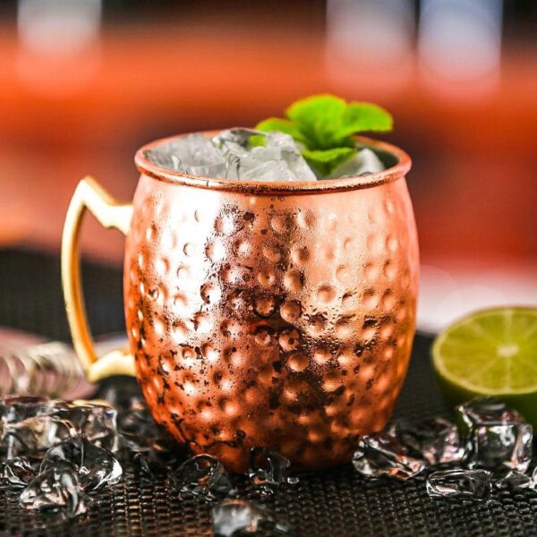 Mug Moscow Mule martelé 50 cl, acier plaqué effet cuivre