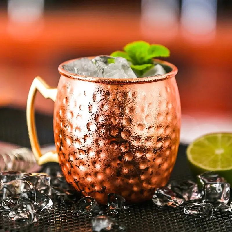 Mug Moscow Mule martelé 50 cl, acier plaqué effet cuivre
