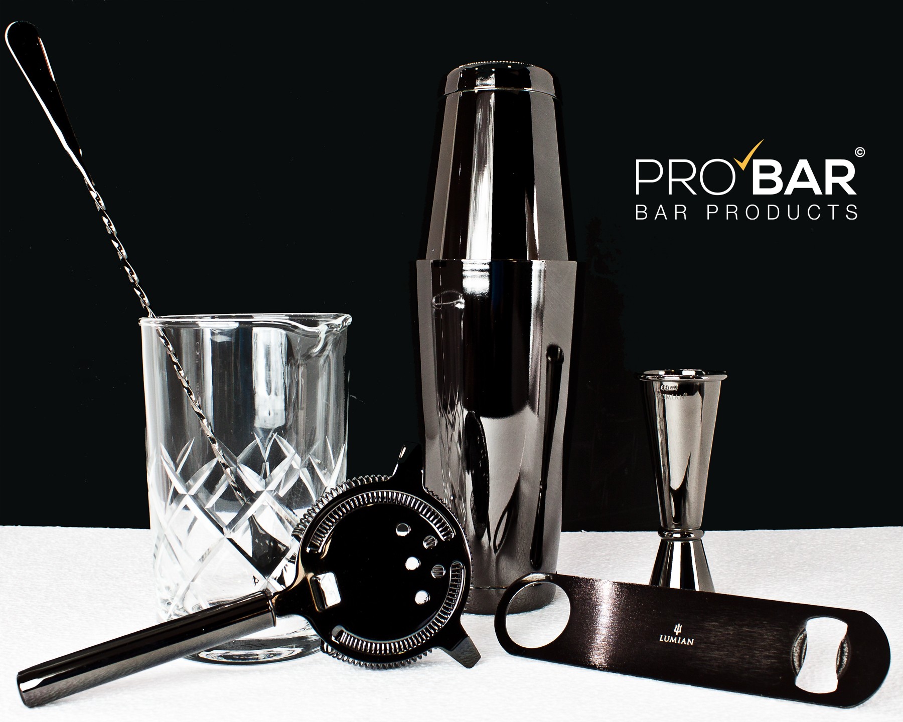 Easy kit barman noir, 7 outils Lumian