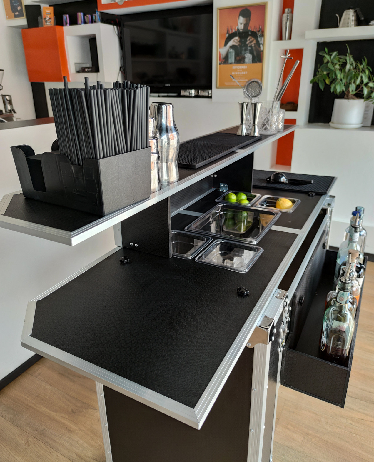 Comptoir de bar portable à valise trolley 160 cm – Image 19