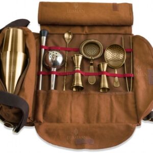 Kit barman Lumian en trousse roll, 9 outils - Bronze