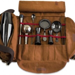 Kit barman Lumian en trousse roll, 9 outils - Noir