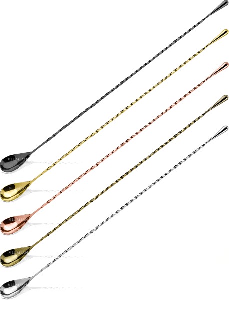 Cuillère à cocktail Drop 40 cm, cinq finitions plaquées