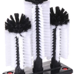 Brosse rince-verres à ventouses, 3 brosses nylon
