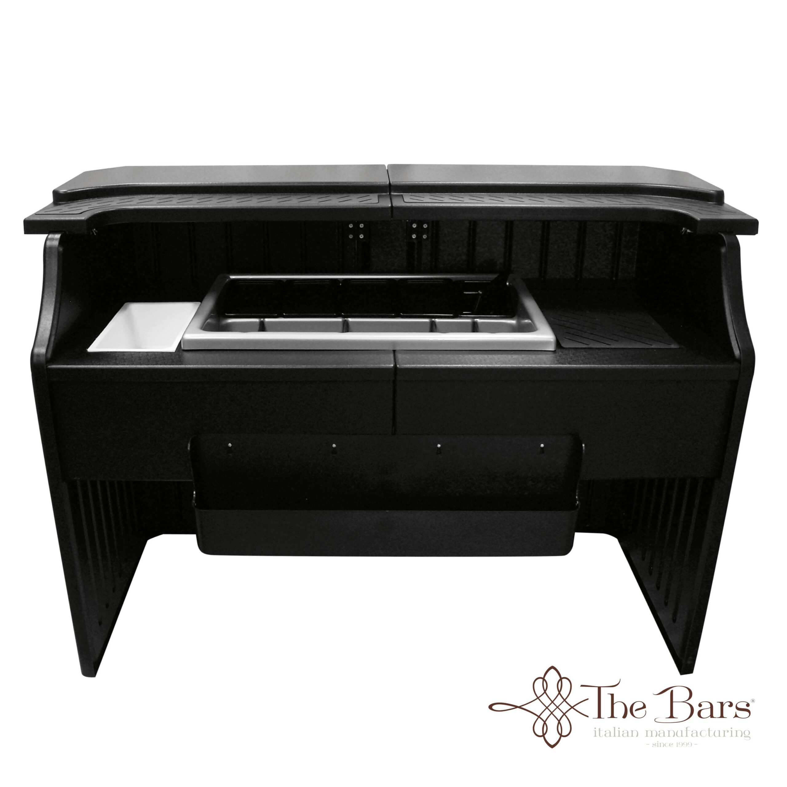 Comptoir de bar mobile 175 cm en ABS, 3 grilles