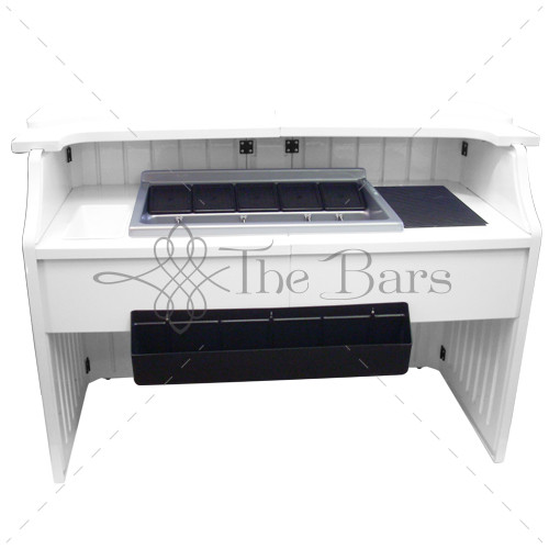 Comptoir de bar mobile 175 cm en ABS, 3 grilles – Image 3