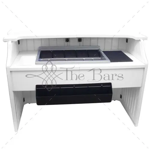 Comptoir de bar mobile 175 cm en ABS, 3 grilles – Image 3