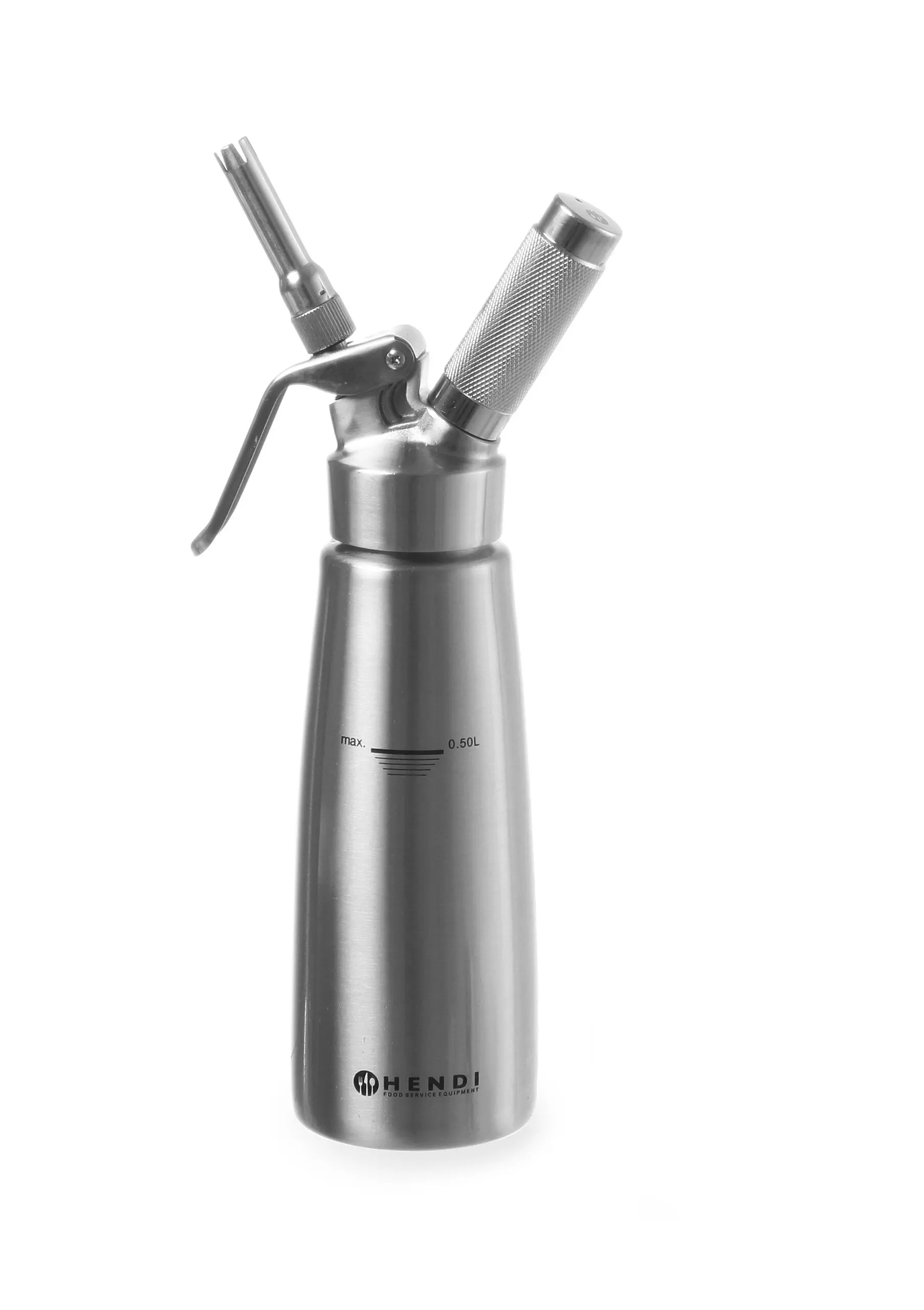 Siphon à chantilly inox 50 cl, soupape fixe