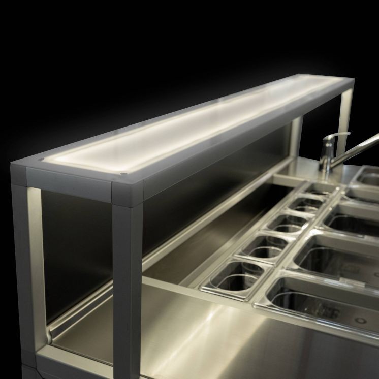 Plan de service lumineux pour comptoir portable