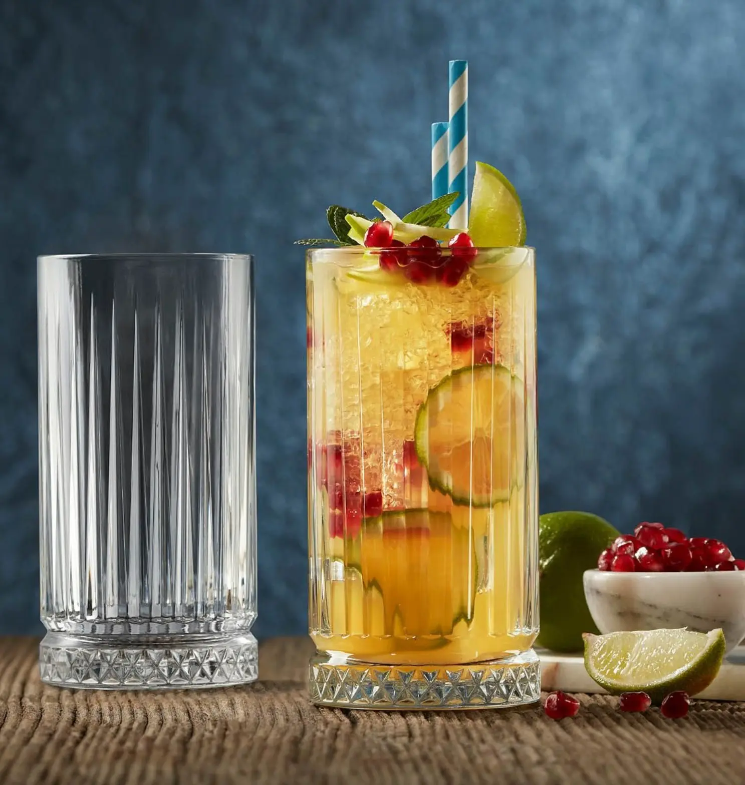 Verre tumbler 44 cl Elysia rainuré, lot de 4