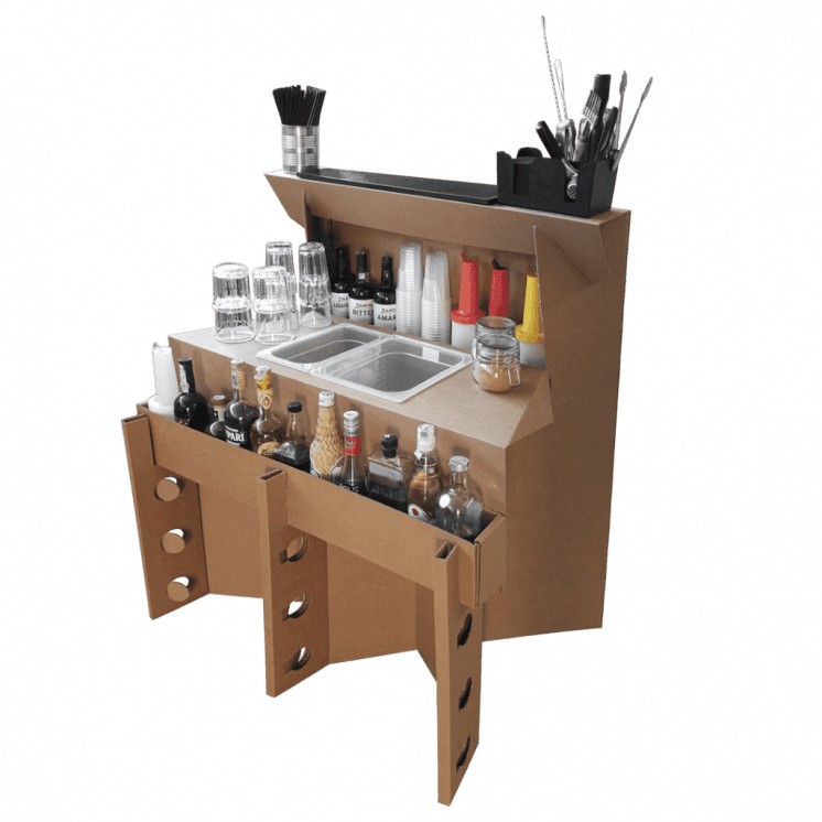 Comptoir de bar en carton Workstation Easy, 100 cm – Image 17