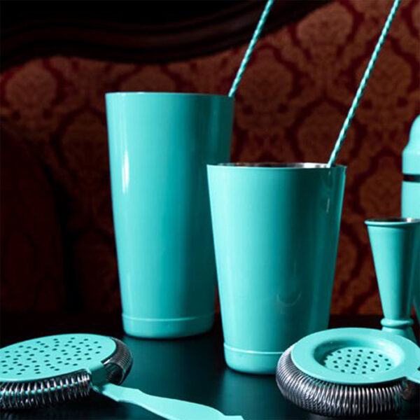 Shaker Boston lesté Tiffany, timbales 28 et 20 oz en inox 18/10 vert d'eau