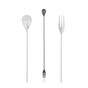 Cuillère à cocktail Lumian à trident 40 cm, inox 18/10 - Noir