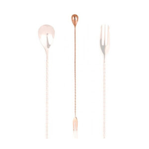 Cuillère à cocktail Lumian à trident 40 cm, inox 18/10 - Cuivre